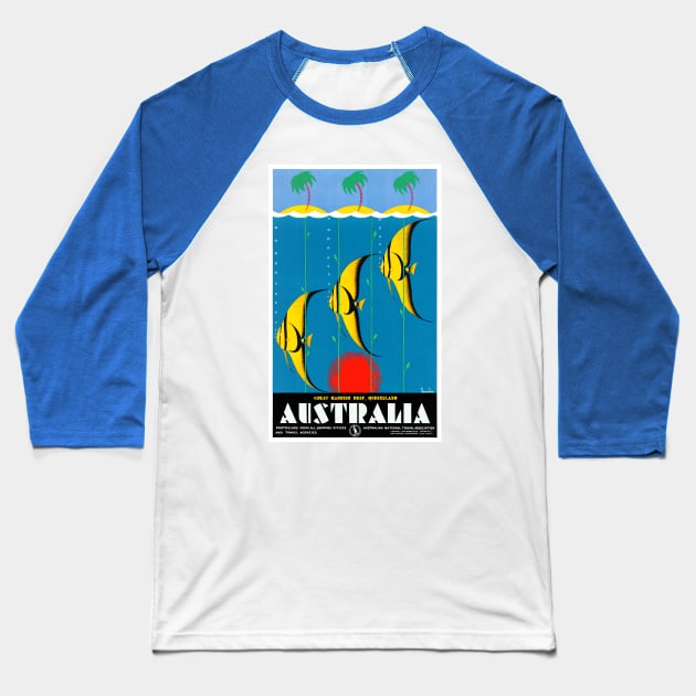 Vintage Travel Poster Australia Great Barrier Reef 2 Baseball T-Shirt by vintagetreasure